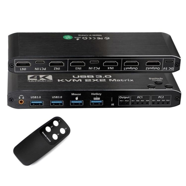 K3-1 4K 60Hz USB 3.0 Dual Screen Display Extender HDMI Matrix 2x2 KVM Switch K3-1 4K 60Hz USB 3.0 Dual Screen Display Extender HDMI Matrix 2x2 KVM Switch
